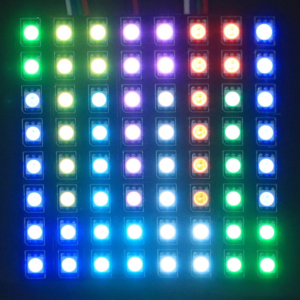 Flex 8x8 LED Matrix Display Panel WS2815 RGB Light For Signs